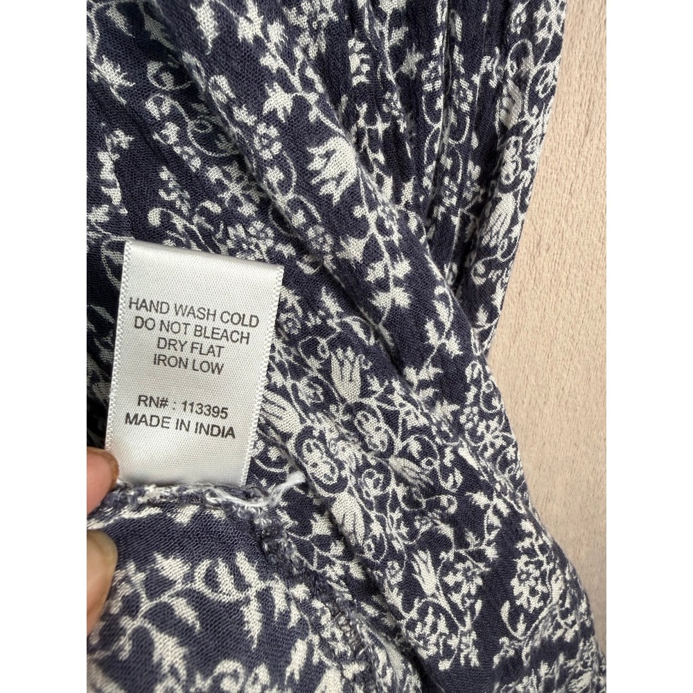 En Creme Boho Mandala Print Mini Dress Womens Medium Navy Blue Excellent Frayed - Picture 3 of 9